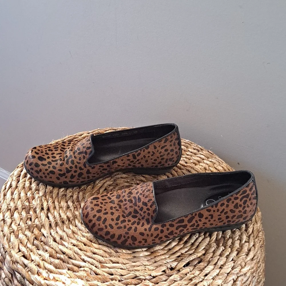 Dansko Womens Olivia Cheetah Print Calf Hair Low Clog Slip On Flats EU37/US6.5-7